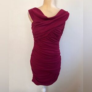 Manoukian lipstick red sheath‎ ruched mini dress